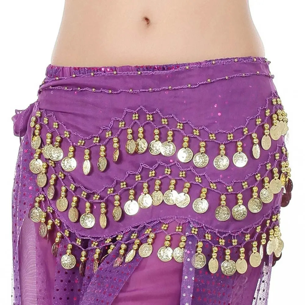 Belly Dance Hip Scarf with Gold Coins