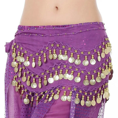 Belly Dance Hip Scarf with Gold Coins