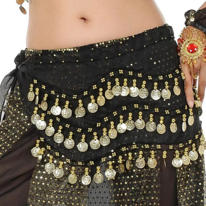 Belly Dance Hip Scarf with Gold Coins